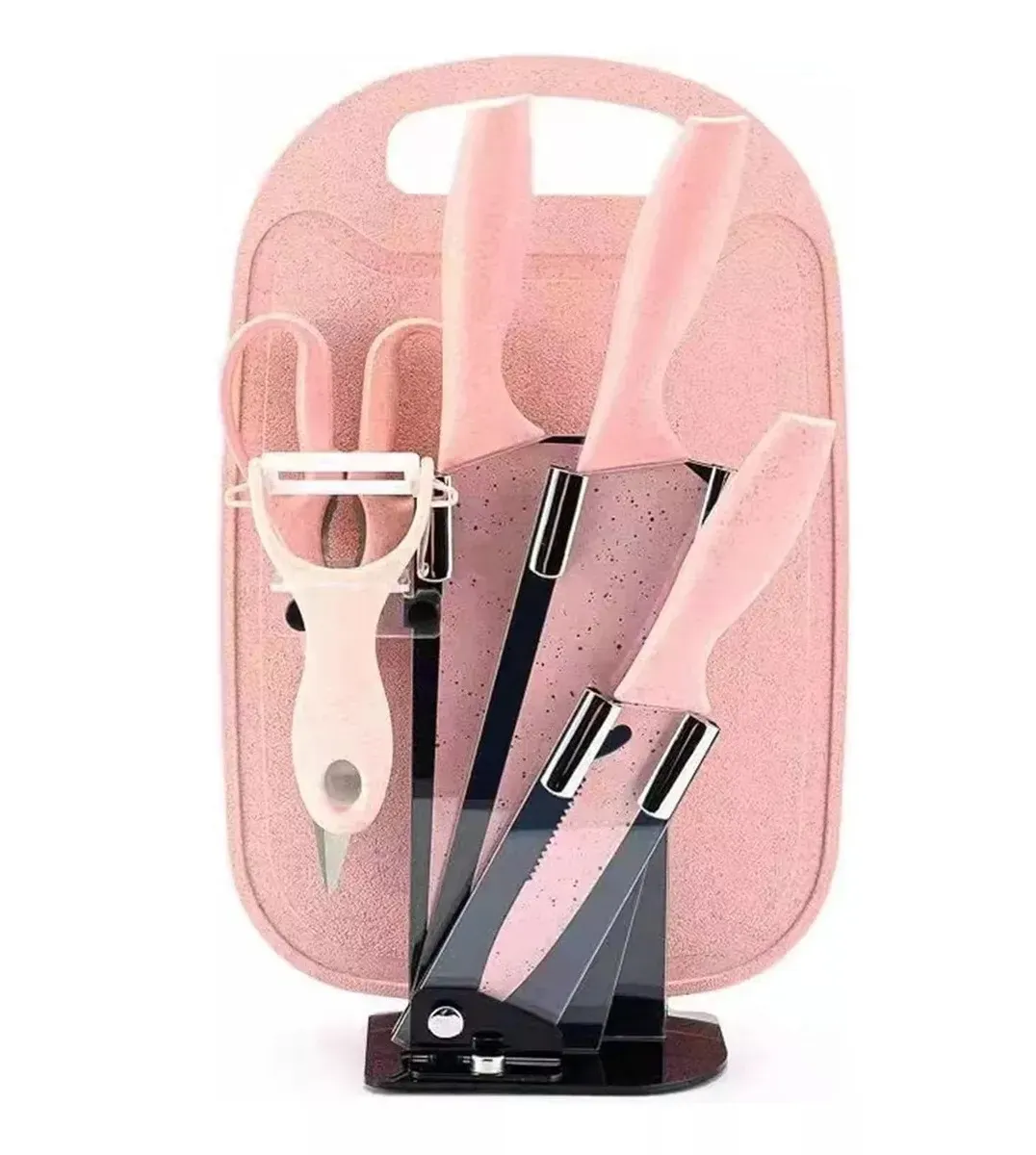 set de cuchillos con pedestal - COLOR: NEGRO